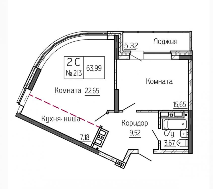 Ипподромская, 1, 1-комнатная квартира